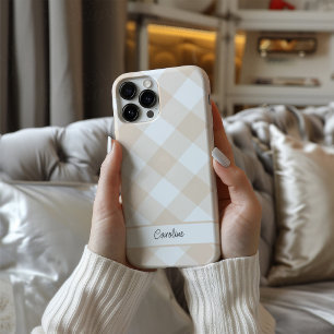 Chique Beige White Gingham Plaid Pattern Name