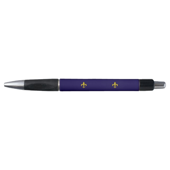 Chique Golden French Lilie On Blue Pen (Front)