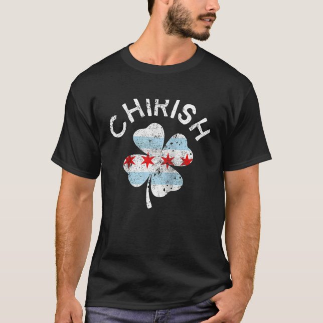 Chirish Chicago Flag Lucky C St Patrick's Day Ragl T-Shirt (Front)