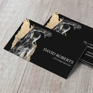 Chiropractic Anatomy Black & Gold Chiropractor Business Card
