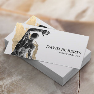 Chiropractic Anatomy Gold Brushstroke Chiropractor Business Card