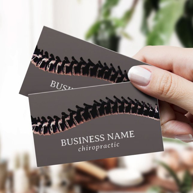Chiropractic Black Spine Therapist Chiropractor Business Card (Creator Uploaded)