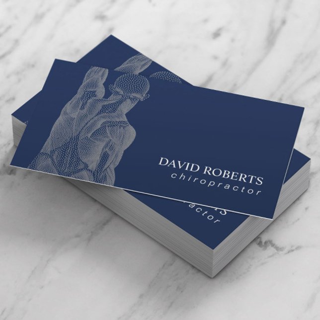 Chiropractic Chiropractor Massage Therapy Navy Business Card (Creator Uploaded)
