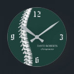 Chiropractic Chiropractor Spine Therapist Green Round Clock<br><div class="desc">Chiropractic Chiropractor Spine Therapist Chiro Dark Green Clocks.</div>