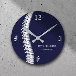 Chiropractic Chiropractor Spine Therapist Navy Round Clock<br><div class="desc">Chiropractic Chiropractor Spine Therapist Chiro Navy Blue Clocks.</div>