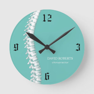 Chiropractic Chiropractor Spine Therapist Teal Round Clock