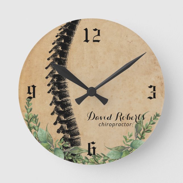 Chiropractic Chiropractor Spine Therapist Vintage Round Clock (Front)
