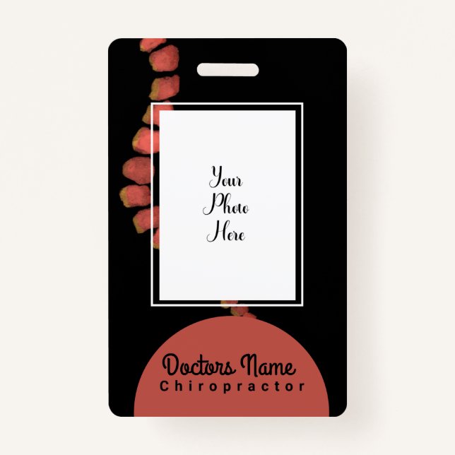 Chiropractic Doctor Chiropractor Watercolor Spine ID Badge (Front)