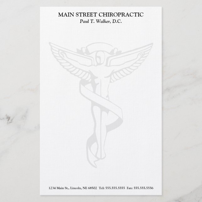Chiropractic Emblem Stationery (Front)