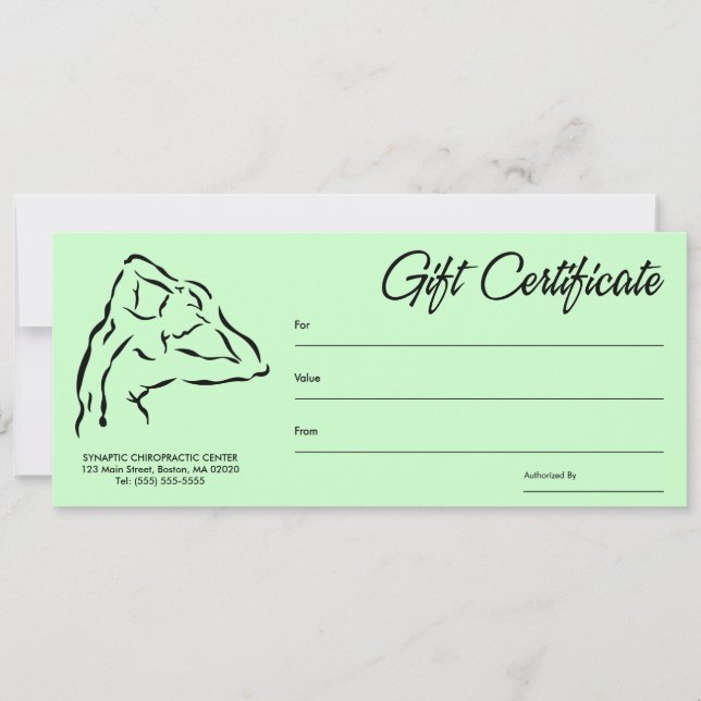 Chiropractic Gift Certificates (Front)