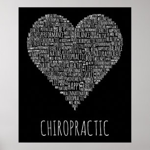 Chiropractic Heart-Shaped Word Collage Poster