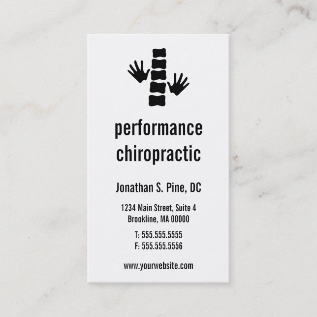Chiropractic Logo Vertical Business Cards (Front)