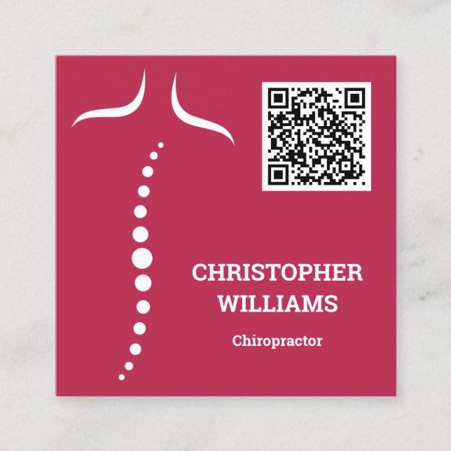 Chiropractic Massage QR Code Square Business Card (Front)