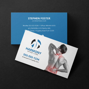 Chiropractic Massage Therapy Chiropractor Blue Business Card