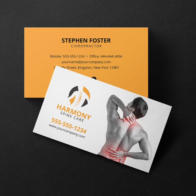 Chiropractic Massage Therapy Chiropractor orange Business Card (Creator Uploaded)
