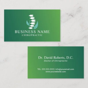 Chiropractic Nature Spine Logo Chiropractor Green Business Card