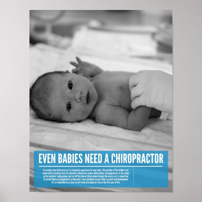Chiropractic poster - infants need adjustments too (Front)