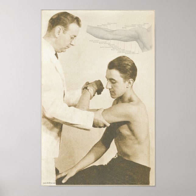 Chiropractic Shoulder Exam Vintage Print (Front)