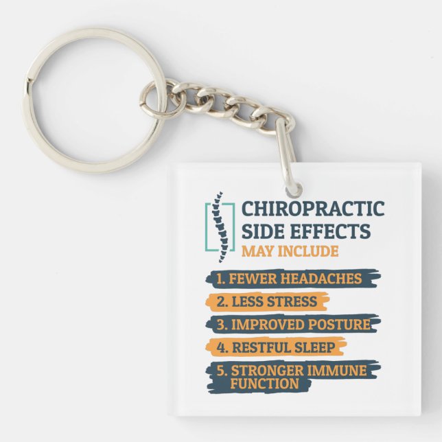 Chiropractic Side Effects Funny Chiropractor Gag Key Ring (Front)