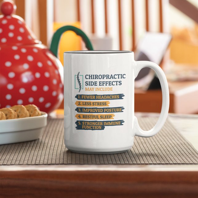 Chiropractic Side Effects Funny Chiropractor Two-Tone Coffee Mug (Creator Uploaded)