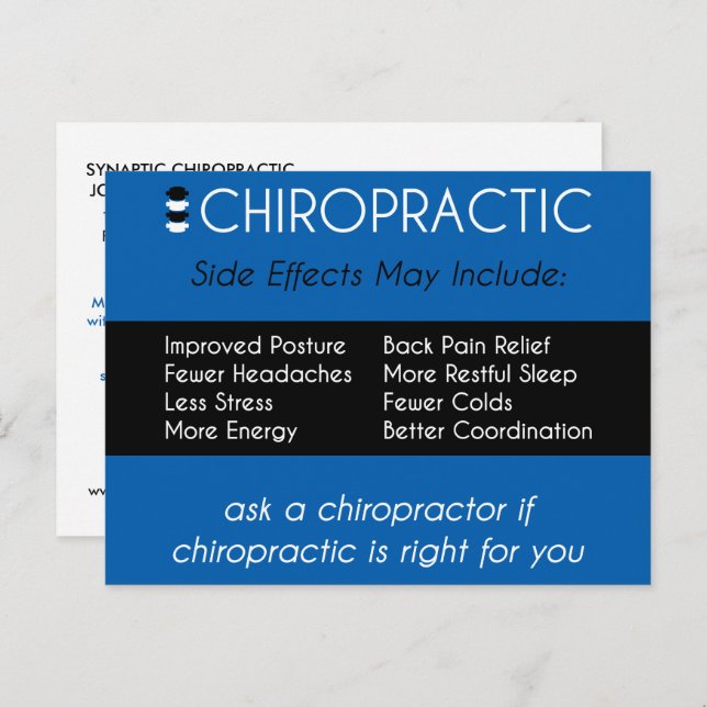 CHIROPRACTIC {Side Effects} Reactivation Recall Postcard (Front/Back)