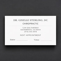 Chiropractic Spine Doctor Office Appointment Card