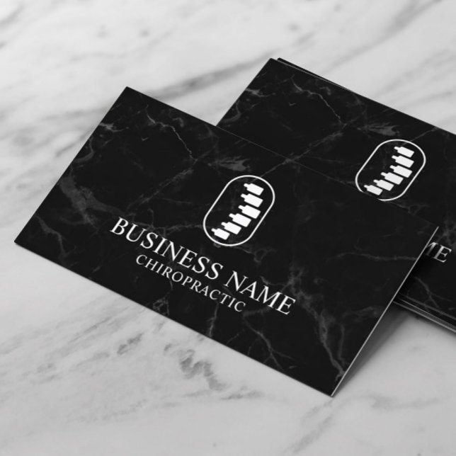 Chiropractic Spine Logo Chiropractor Modern Marble Business Card (Creator Uploaded)
