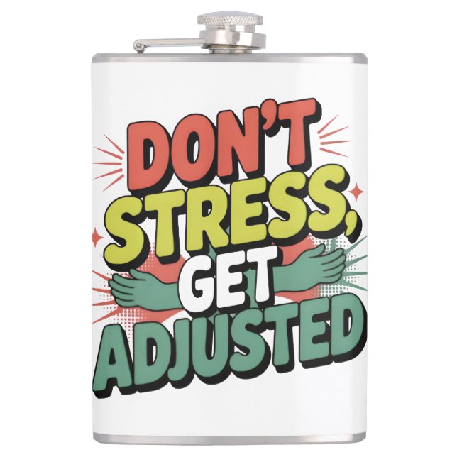 Chiropractic Stress Relief Back Adjustment Gift Hip Flask (Front)