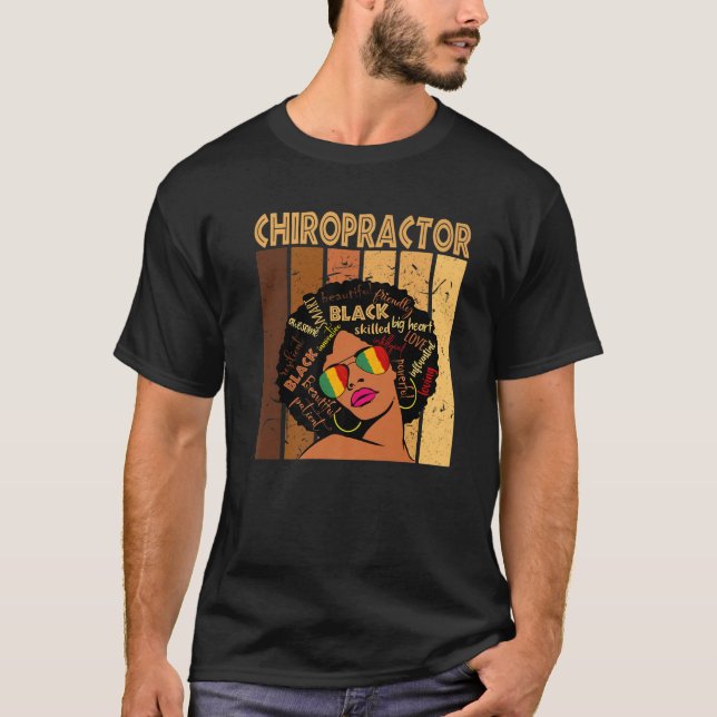 Chiropractor Afro African American Women Black His T-Shirt (Front)