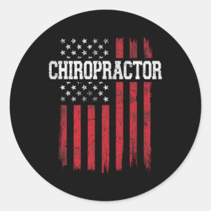 Chiropractor American Flag USA Patriot Patriotic U Classic Round Sticker