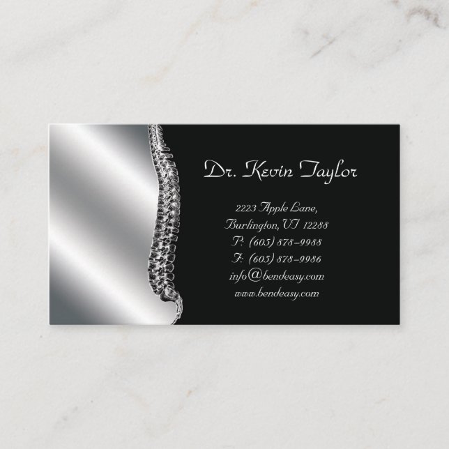 Chiropractor Business Card Chiropractic Spine (Front)