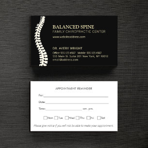   Chiropractor Chiropractic Appointment Reminder  Business Card