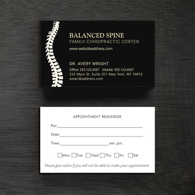   Chiropractor Chiropractic Appointment Reminder  Business Card (Creator Uploaded)