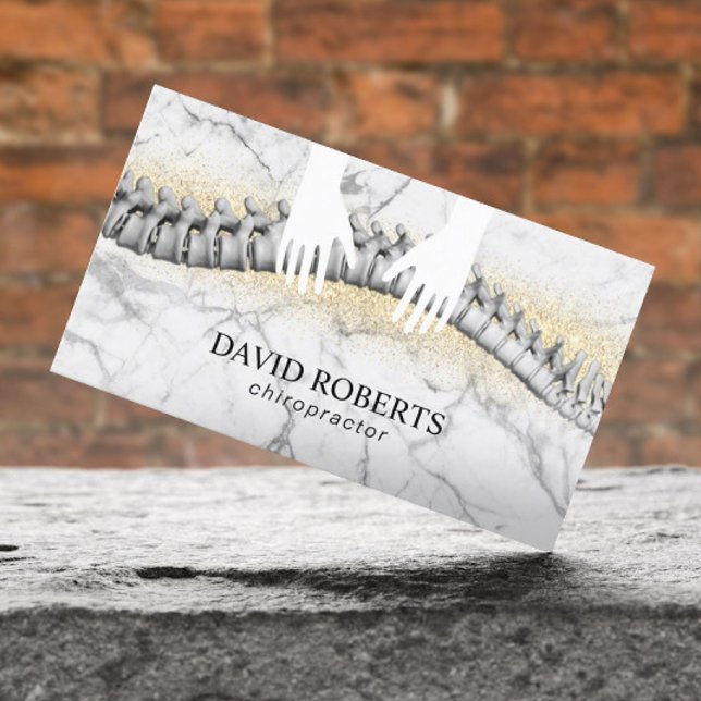 Chiropractor Chiropractic Hands & Spine Marble Business Card (Creator Uploaded)