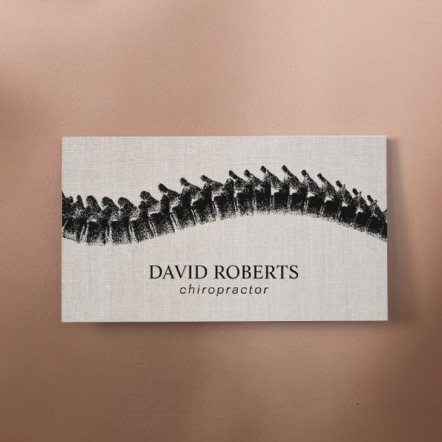 Chiropractor Chiropractic Spine Therapist Linen Business Card (Creator Uploaded)