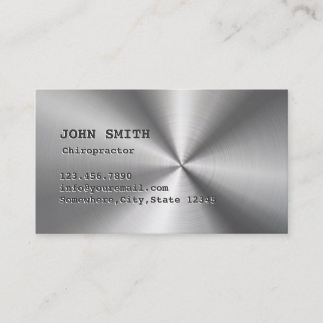 Chiropractor Faux Metallic Chiropractic Business Card (Front)