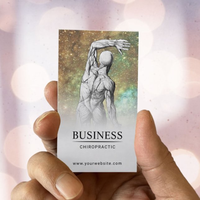 Chiropractor Glam Glitter Anatomy Chiropractic Business Card (Creator Uploaded)