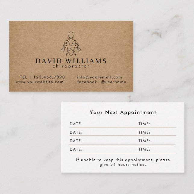 Chiropractor Massage Chiropractic Appointment Card (Front/Back)