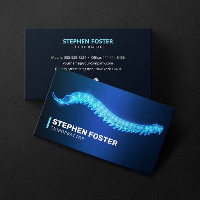 Chiropractor Massage Therapist Spine Adjust Blue Business Card (Creator Uploaded)