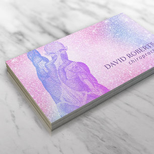 Chiropractor Massage Therapy Spa Unicorn Glitter Business Card