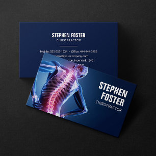 Chiropractor Massage Therapy Spine Adjust Blue Business Card