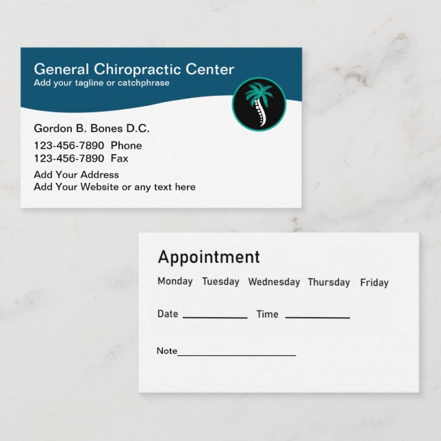 Chiropractor Modern Spinal Emblem Business Cards (Front/Back)