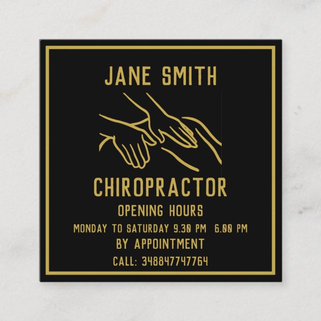 Chiropractor Professional Square Business Card (Front)