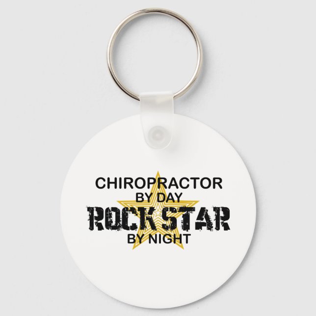 Chiropractor Rock Star by Night Key Ring (Front)