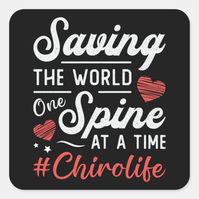 Chiropractor Saving The World Spine Chiropractic Square Sticker (Front)