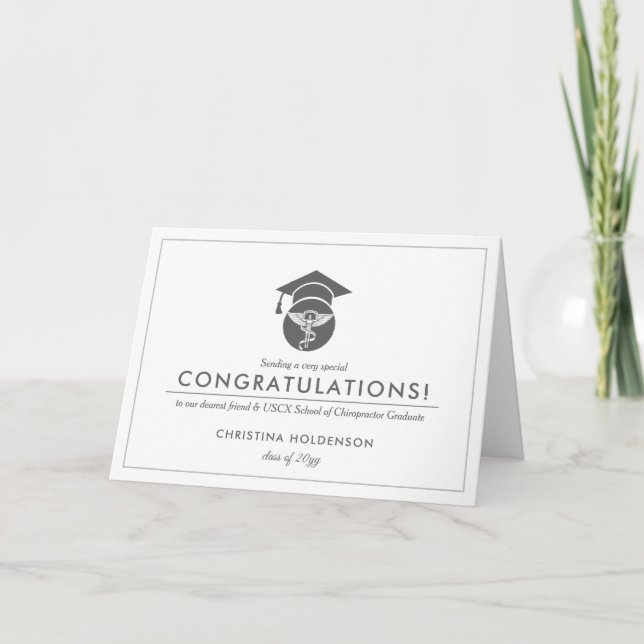 Chiropractor School Graduate | Minimal Congrats Thank You Card (Front)