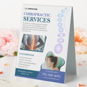 Chiropractor Services Custom Table Tent Sign