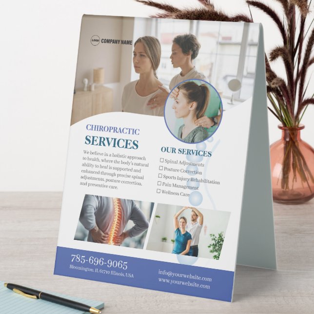 Chiropractor Services Editable Table Tent Sign (In SItu (Table))