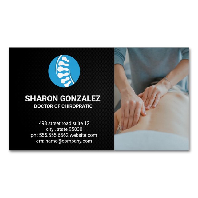 Chiropractor | Spinal Cord Anatomy Magnetic Business Card (Front)