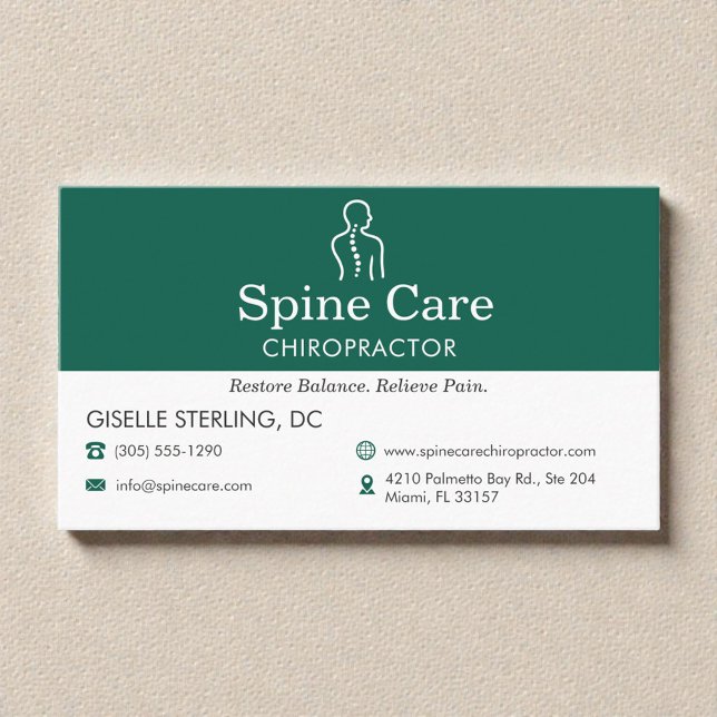 Chiropractor Spine Care Office Icon Business Card (Creator Uploaded)